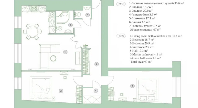 Апартаменты Superior с 2 комнатами Апартаменты Feelathome on Lower Nevsky