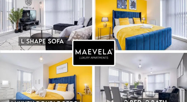 Апартаменты MAEVELA Apartments - Luxurious 2 Bedroom Apartment - Close to 02 Academy Birmingham - L Shape Sofa - FREE PARKING & NETFLIX - City Centre
