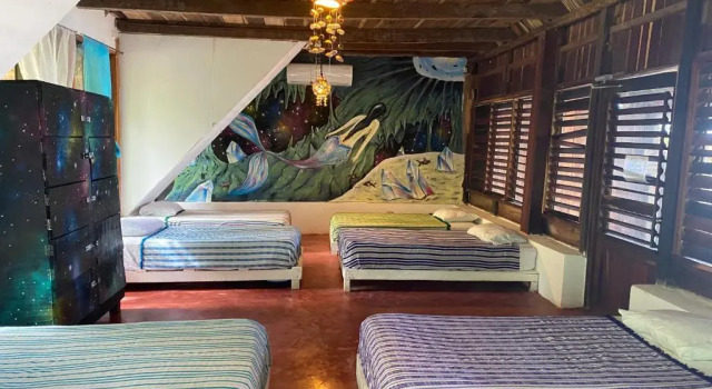 Кровать в общем номере Cabañas Hostal & Camping Magic Bacalar