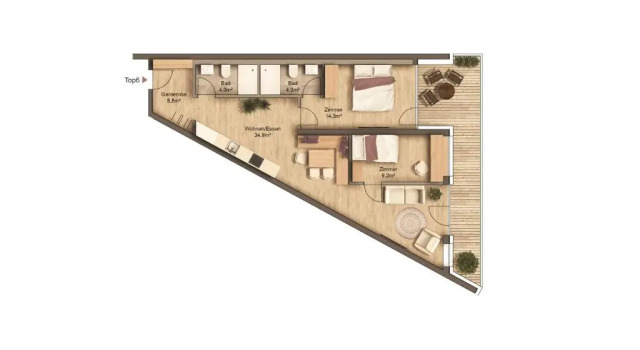 Апартаменты с 2 комнатами Panorama Residence Mösern