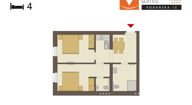 Четырёхместный номер Standard с 2 комнатами Downtown Suites Kodanska
