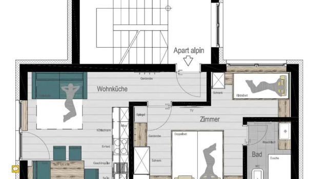 Апартаменты c 1 комнатой Green Apart
