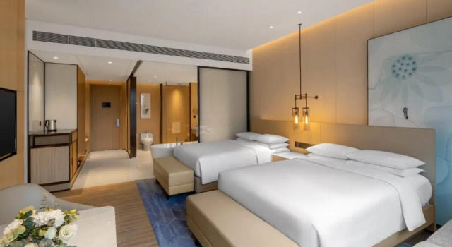 Standaard Vierpersoonskamer uitzicht op de rivier Suining Marriott Hotel