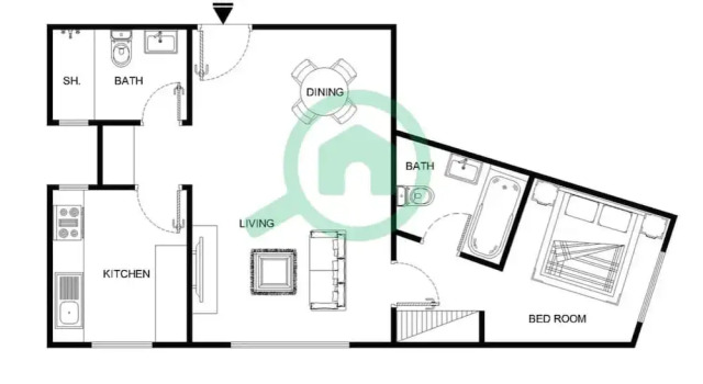 Апартаменты Lovely and Spacious 1BR in DEC Tower Near Marina Walk