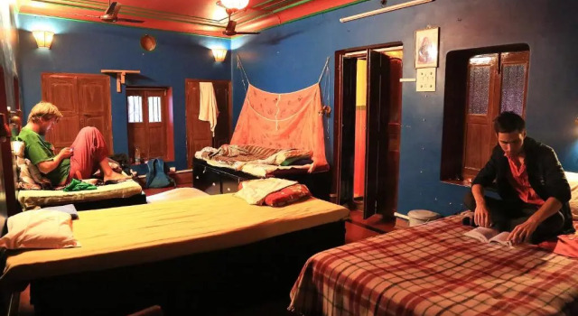 Кровать в общем номере Ram Bhawan Residency