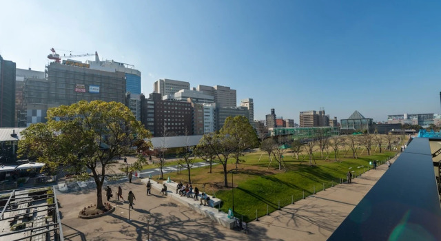 Кровать в общем номере с балконом и с видом на парк Kintetsu Friendly Hostel Tennojipark Osaka