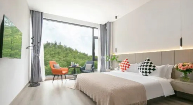 Кровать в общем номере Yizhou Petrichor Mountain View Design Homestay, Anji