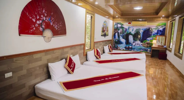 Кровать в общем номере Trang An Hometown Homestay