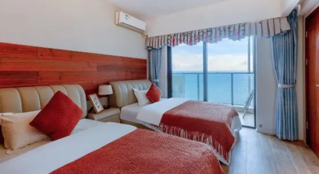 Люкс Дуплекс с 3 комнатами с видом на море Yuehai Yihao Holiday Apartment