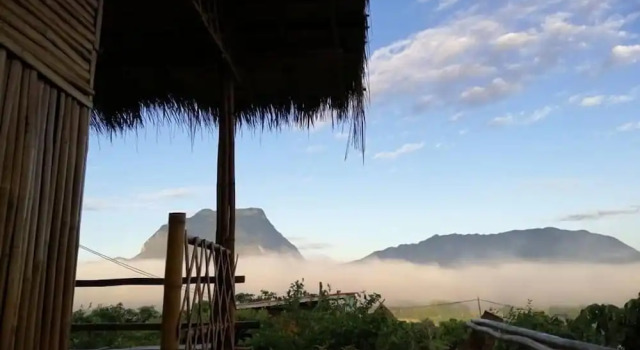 Кровать в общем номере Baan 2 Dao Farmstay