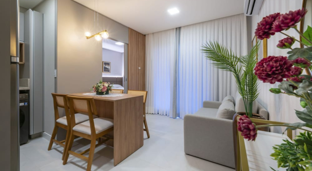 1034 - Apartamento com piscina apto 104, Забронировать Апартаменты/квартира Бомбиньяс Санта-Катарина