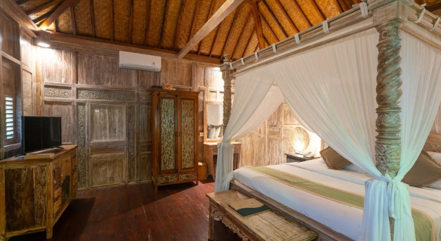 Deluxe Kahden hengen huone parvekkeella näkymä Uma Sebatu Villas Ubud