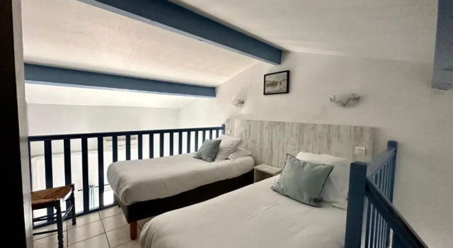 Четырёхместный номер Comfort с балконом Hotel Les Palmiers En Camargue