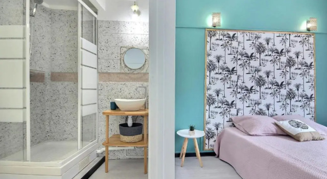 Maison de ville atypique avec piscine, mer à 100m, 2 chambres