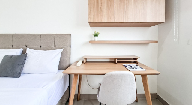 Compact White Studio At Cisauk Point Apartment
