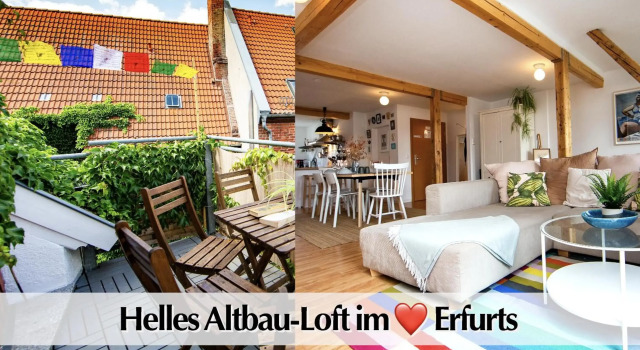 Schickes 80m2 Maisonette-Loft in zentraler Lage Erfurts mit Balkon, Забронировать Отель Эрфурт Luther Trail, рядом с Эрфуртский театр