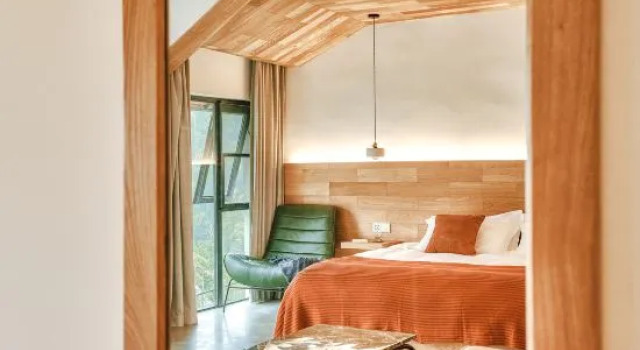 Кровать в общем номере Mogan Chun Mountain View B&B