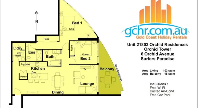 Апартаменты с 2 комнатами Orchid Residences - HR Surfers Paradise