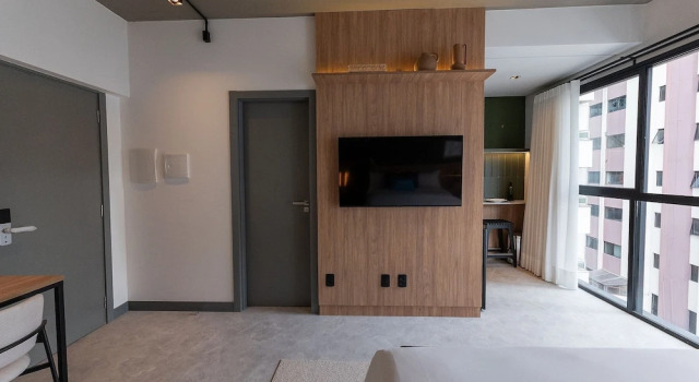Апартаменты с балконом Xtay Oslo Florianópolis -Estúdio residencial a 5 min do Centro, Próximo de Epic School e Centro Executivo Atlantis