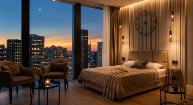 Sunset side in the Moscow City designer apartment, Rezerwuj Apartament Moskwa Rosja