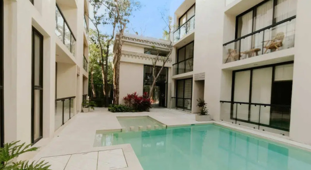 Spacious Modern 3BR Apartment in Gated Community With Pool View at Chaan Ha by Waves, Rezervasyon Daire Tulum havuzlu oteller, Yüzme Havuzu