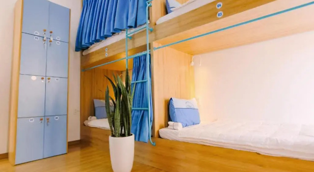 Кровать в общем номере Tò Vò Hostel Huế