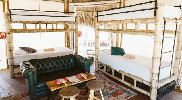 Кровать в общем номере с видом на сад Dreamsea Surf Resort Nicaragua