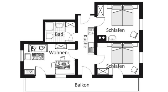 Апартаменты с 2 комнатами с балконом Gschwenderhaus Ferienwohnungen