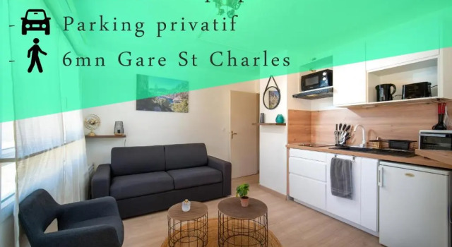 Апартаменты Grand studio tout équipe à 6min de St Charles