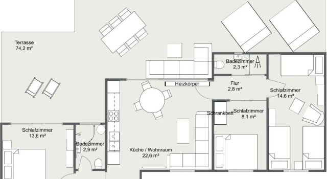 Апартаменты с 3 комнатами Haus Erli
