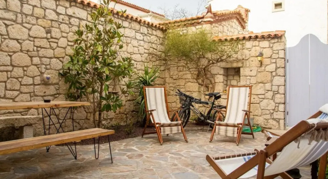 Stonehouse with Backyard and Fireplace in Alacati