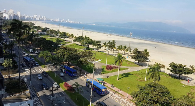 Santos - Apartamento Frente Mar C/ Ar Condicionado/ Garagem Privativa/Internet/TV a Cabo