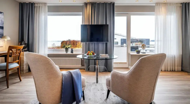 Полулюкс с балконом и с видом на море Büngers Apartment-Hotel mit Gartensauna - modern, gemütlich und strandnah