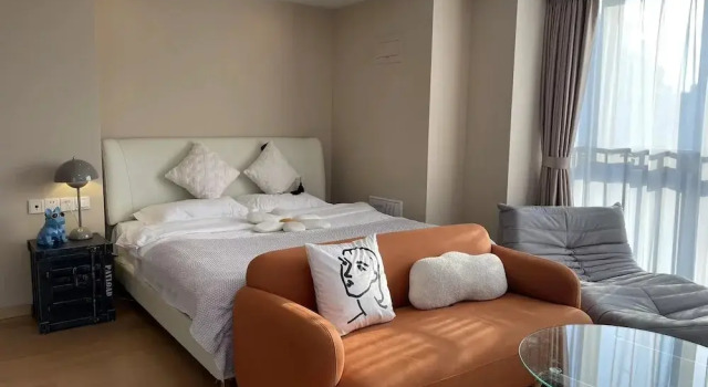 Двухместный номер Panoramic Shanghai Lerongju Boutique Apartment Metro Line 8 20meter