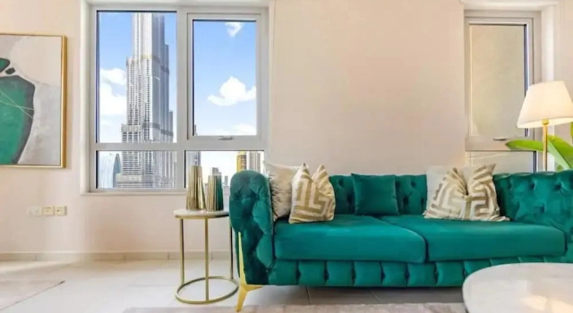 Durrani Homes - Modern Living 3br with Burj Khalifa and Fountain View - third room without partition, Забронировать Апартаменты/квартира Апартаменты Эмирата Дубая, рядом с Деловой район Эмаар-Сквер, Апартаменты/квартира