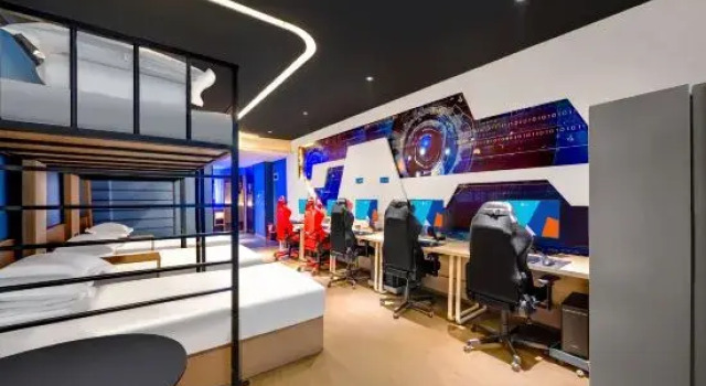 Кровать в общем номере i Electronic Sports Hotel (Harbin Railway West Station Wanda Plaza)