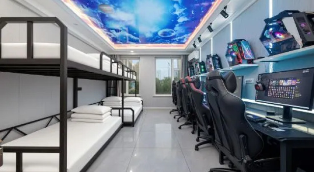 Кровать в общем номере Aibo E-sports Hotel (Taiyuan Zhongzheng Branch)