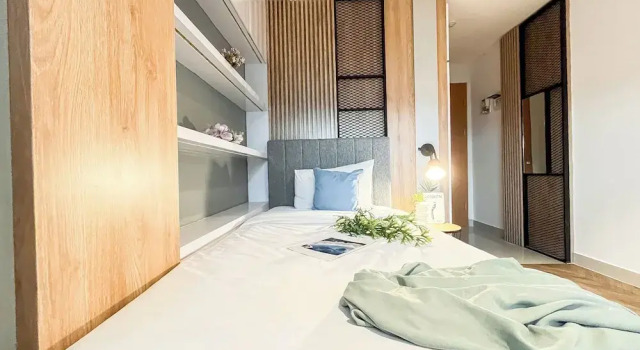 Wooden Nest 2Br Without Living Room At Evenciio Margonda Apartment