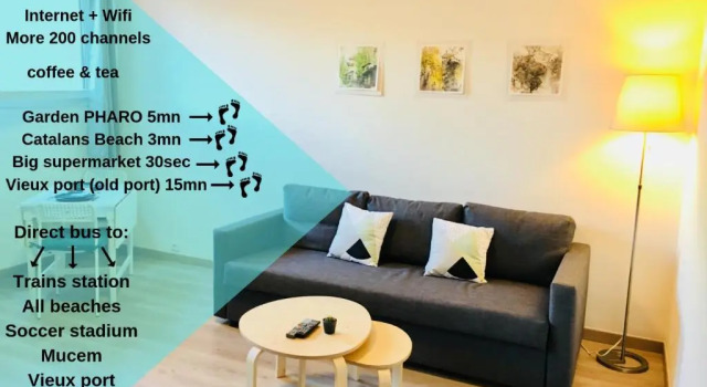 Апартаменты Joli Studio Proche Plage, Vieux Port & Palais Pharo