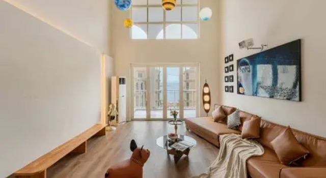 Кровать в общем номере с 4 комнатами с видом на море Qushu Adaman · Sky Villa