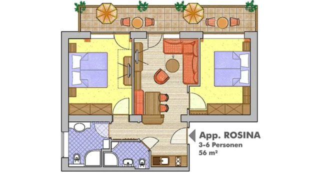 Апартаменты с 2 комнатами с балконом Apparthaus Villa Knauer
