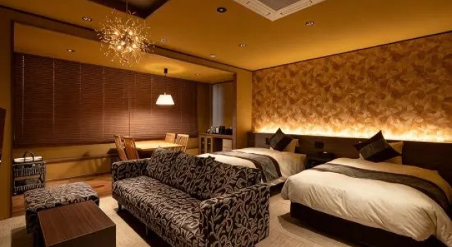 Кровать в общем номере Hotel Shiroyama