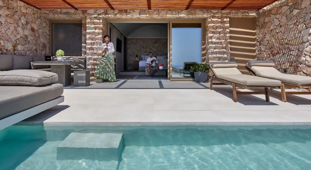 Люкс с видом на море Santorini Sky, The Retreat