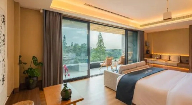 Люкс Deluxe Qingchengdao Chashanfang Tea Culture Private Hot Spring Homestay