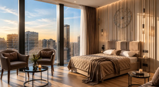 Sunset side in the Moscow City designer apartment, Rezerwuj Apartament Moskwa Rosja