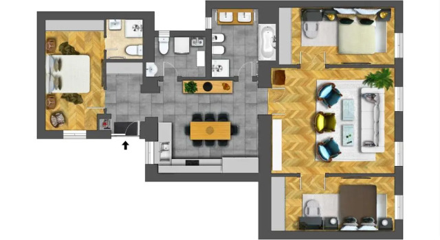 Апартаменты с 3 комнатами Broadway Residence