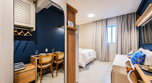 Апартаменты Deluxe с видом на город Stay Home Luxo | 1min Praia Gonzaga | Rooftop, Piscina, Sauna & Gym