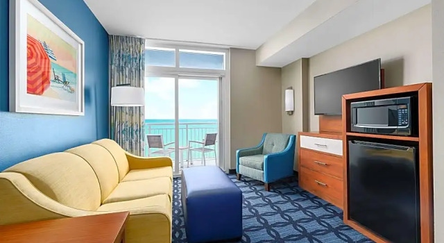 Двухместная студия Hearing Accessible с балконом и oceanfront Homewood Suites by Hilton Myrtle Beach Oceanfront