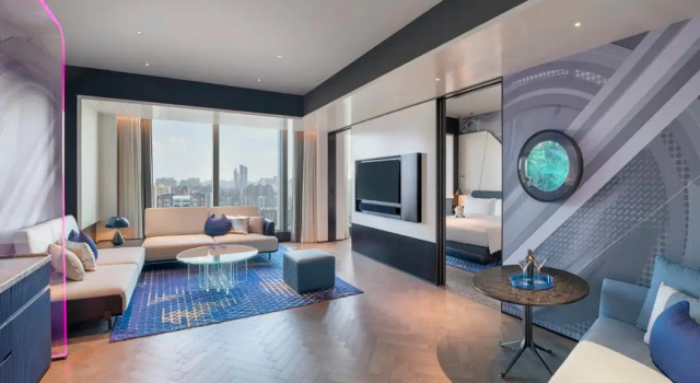 Doppel Suite 1 Schlafzimmer mit Stadtblick W Changsha