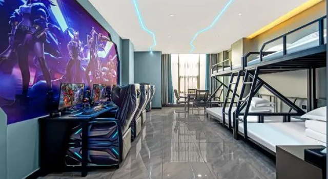 Кровать в общем номере Black Shark E-sports Hotel (Huaihua International Trade City)